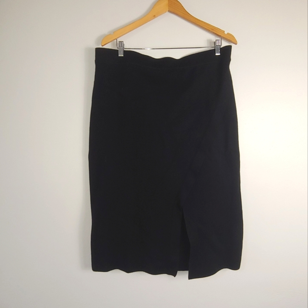 1X Anne Klein‎ Black Knit Sweater Midi Skirt